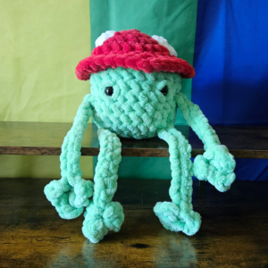 Amigurumi mushroom leggy frog