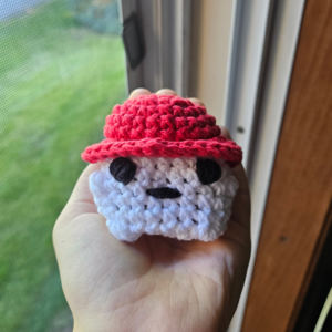 Crochet mushroom pet toy